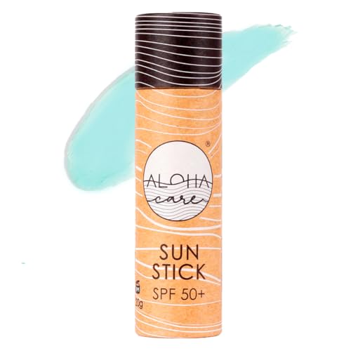 Aloha Sun Stick Spf 50+ | Crema (Stick) Solare Viso Minerale Colorata Per Il Surf | Tubo Di Carta Ecologico (Acquamarina)