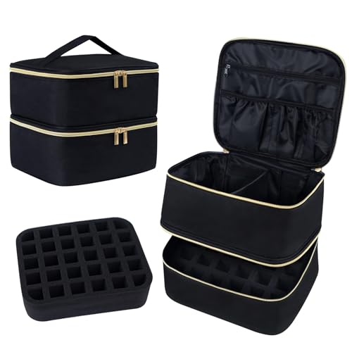 Igadgitz Home U7268 Organizer Porta Gel Unghie, Borsa Porta Smalti, Valigetta Smalti E Lampada Uv, Borsa Manicure (Per 30 Flaconi Da 15 Ml) Con Manigl