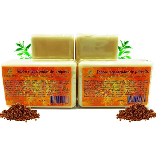 Confezione X 4 Saponi Alla Propoli X 100 G Ciascuno. Sapone Ecologico Nutriente, Rigenerante, Idratante E Antisettico. Sapone Fatto A Mano Adatto A Tu