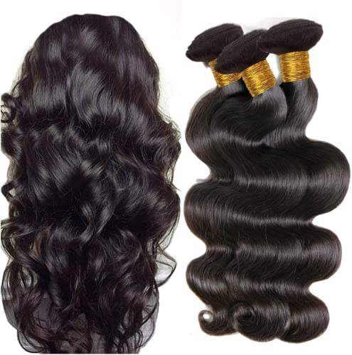 Fbhair Brazilian Body Wave 300G Estensione Capelli Veri Ondulati Naturale Capelli Umani Brazilian Tessitura Colore Naturale (16 16 18 Pollice)