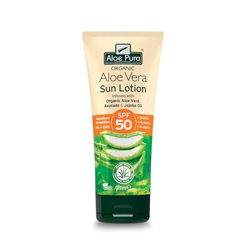 Aloe Pura Aloe Vera Sun Lotion Spf 50, Naturale, Vegetariano, Non Testato Sugli Animali, Senza Parabeni E Sls, Protezione Duratura, Massima Protezione