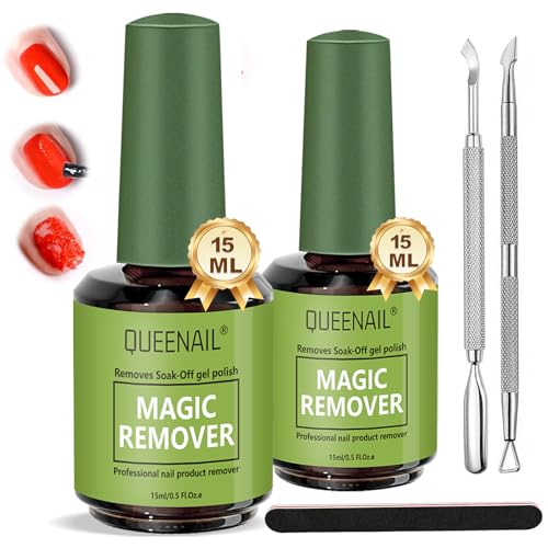 2 * 15Ml Remover Semipermanente, Remover Solvente Per Smalto Semipermanente, Solvente Per Smalto, Nail Polish Remover Con Lima E Spingi Cuticole, Velo