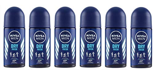 Nivea Men Dry Fresh Roll-On Pack (6 X 50 Ml), Deodorante Antitraspirante Con Protezione 72 Ore, Deodorante Roll-On Per La Cura Maschile Testato Nella