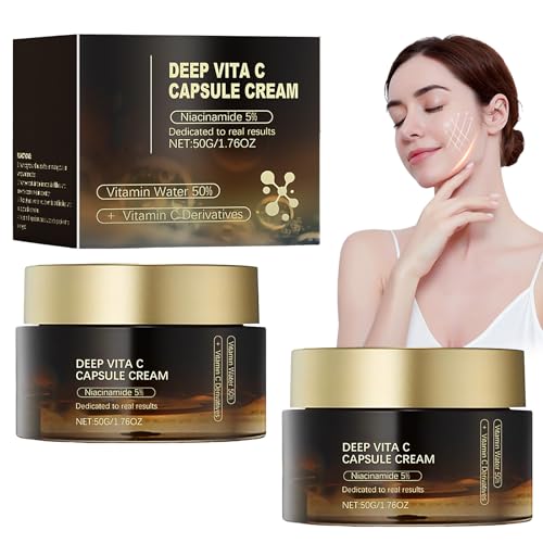 2 Pezzi Di Deep Vita C Capsule Cream,Vitamin C Capsule Cream,Deep Vitamin C Face Capsule Moisturizer,Profondamente Idratanti,Uniformano Il Tono Della