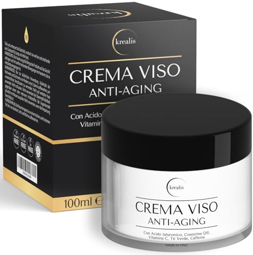 100Ml - Crema Viso Antirughe, Crema Idratante Viso Con Acido Ialuronico, Coenzima Q10, Vitamina C Giorno E Notte, Crema Antirughe Donna E Uomo, Anche
