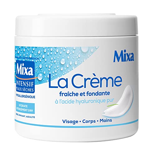 Mixa Intensive Peaux Secche - La Crema Fresca E Fondente All'Acido Ialuronico Puro, Multiuso, Viso, Corpo, Mani, Piedi, Idratazione 24 Ore, Penetrazio