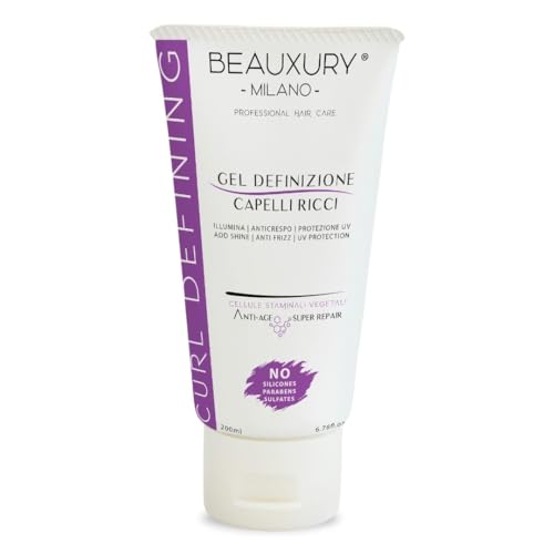 Beauxury Milano Gel Definizione Capelli Ricci - Azione Anticrespo Per Un Risultato Definito E Naturale, Trattamento Con Staminali Vegetali Nutriente E