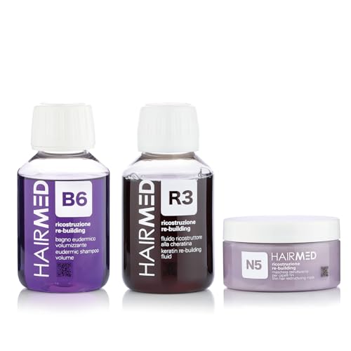 Hairmed, Travel Kit Cheratina, Trattamento Ricostruzione Per Capelli Fini, Fragili E Danneggiati, 300 Ml