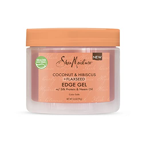 Sheamoisture Flaxseed Edge Control Gel Hair Products For Curly Hair Coconut And Hibiscus Paraben-Free Hair 3,5 Oz