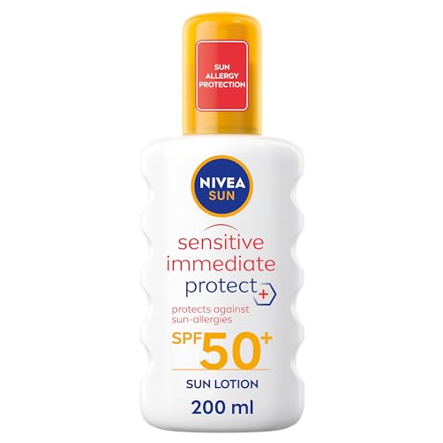 Nivea Sun Sensitive Allergy Immediate Protect Spray Spf 50+ (200 Ml), Sun Cream For Sensitive Skin, Sun Protection Factor 50+, Water-Resistant Sunscre