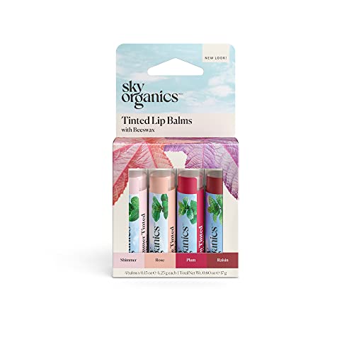Sky Organics Balsami Per Labbra Colorati Per Labbra Per Idratare, Ammorbidire E Aggiungere Un Tocco Di Colore, Quattro Tonalità Assortite, 4Pz.