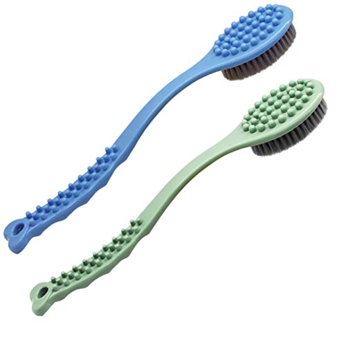 Qicheng&Lys Spazzola Schiena Doccia, Spazzola Uomo Bagno, Per Il Massaggio Del Corpo, Adatta Per Pelli Secche E Per L'Esfoliazione Della Schiena (Blu 