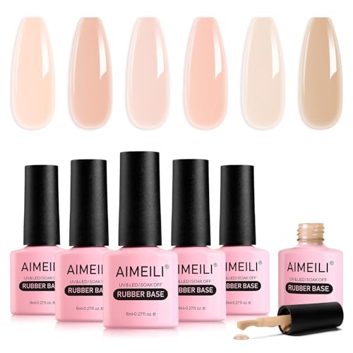 Aimeili Rubber Base Gel Smalto Semipermanente Colori Rosa Nude Per Unghie In Uv Led Soak Off Gel Nail Gel Polish Set 45,6X8Ml