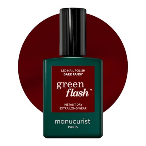 Manucurist Smalto Semipermanente Rosso Bordeaux Green Flash Dark Pansy - Smalto Per Unghie Gel - Smalto 12-Free, Bio-Based (84%) - Made In France - 15