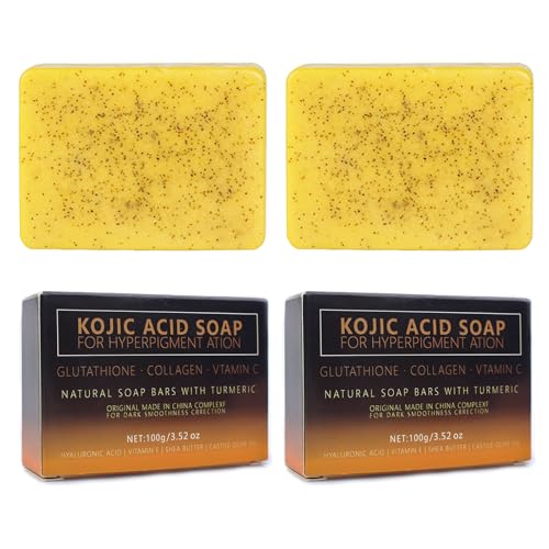 2 Pezzi Kojic Acid Soap, Kojic Acid Turmeric Lemon Brightening Soap,Turmeric Soap,Sapone Alla Curcuma,Sapone Naturali Illuminante,Per Viso E Corpo (2×