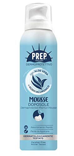Prep Mousse Doposole Idratante & Lenitiva, Pacco Da 6 X 200 Ml, Doposole Corpo Spray, Dona Sollievo Immediato Alla Pelle, Con Acido Ialuronico, Burro