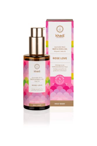 Khadi Rose Love Olio Per Il Corpo Elisir Ayurvedico, Lussuoso Olio Di Bellezza: Avvolgente, Rigenerante E Particolarmente Nutriente, 100% Naturale E V