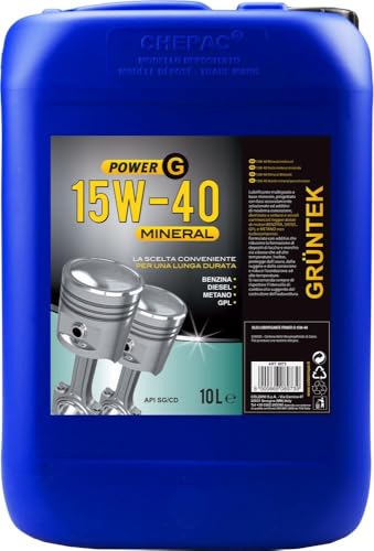 Nuovo Lubrificante Power G 15W40 Gruntek Capacità Di 10L Per Autovetture E Veicoli Con Benzina E Diesel Protegge Dalla Ruggine Dalla Corrosione