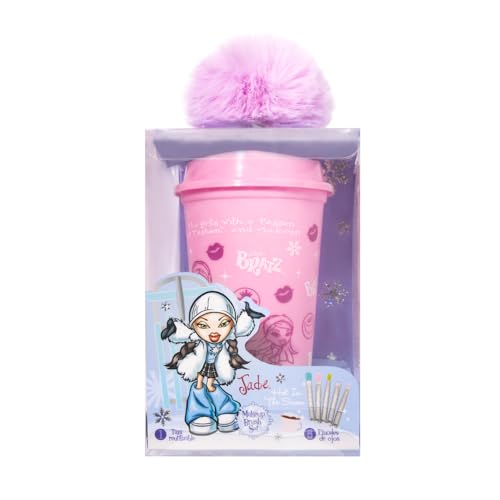 Bratz X Krash Kosmetics - Set Di Pennelli Per Occhi Hot In The Snow - Bicchiere Trasportabile E Portachiavi Incluso - Capelli Sintetici Vegani - Bluff