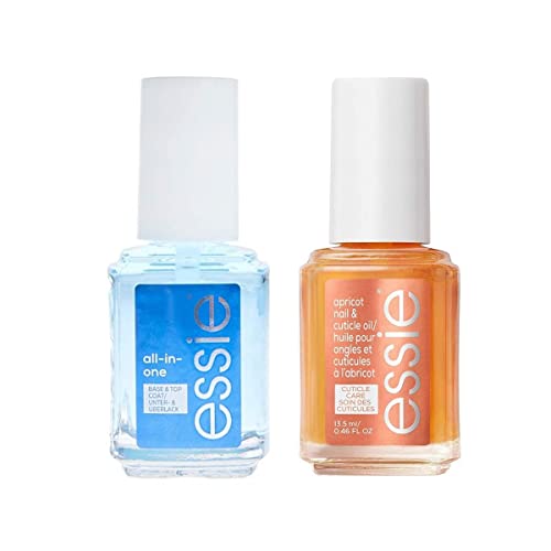 Essie Kit Con Base E Top Coat All-In-One & Olio Per Unghie E Cuticole, Per Unghie Sane E Dal Colore Che Dura A Lungo, Risultato Professionale Fino A 1
