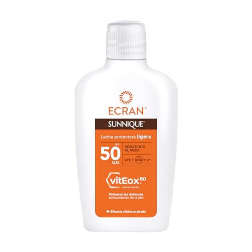 Ecran Sunnique - Latte Protettivo Solare Upf 50, Protezione Uvb + Uva E Ir-A, Rinforza Le Difese, Protegge La Pelle, Idratazione 24H, Formula Con Vite