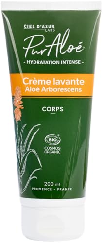 Ciel D'Azur Labs - Crema Lavante Bio Pur'Aloé - Aloé Arboresincenso Natif & Aloé Vera Bio - Corpo - Idratazione Intensa - Certificato Bio Cosmos Organ