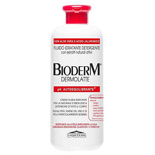 Bioderm Dermolatte Crema Corpo Idratante Con Aloe Vera E Acido Ialuronico - Idratante Delicato Per Anziani E Neonati - Per Pelle Secca, 500 Millilitro
