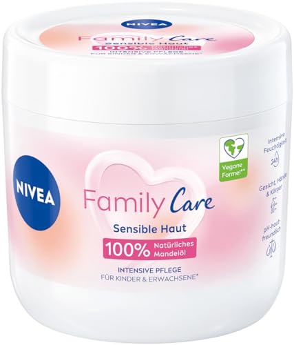 Nivea Crema Family Care (450 Ml), Idratante Con Olio Di Mandorle Naturale Al 100% E Sistema Ph Delicato Sulla Pelle, Crema Per La Pelle Leggera Per 24