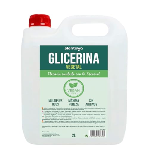 Plantawa Glicerina Vegetale Liquida 2L | Alta Purezza E Alta Concentrazione | Idratante Naturale E Idratante Per Capelli E Pelle | Glicerina 100% Vega