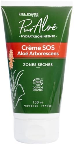 Ciel D'Azur Labs - Crema Bio Sos Pur'Aloé - Zones Secche - Aloé Arboresincenso Natif - Idratazione Intende - Certificato Bio Cosmos Organic - 98,8% Or