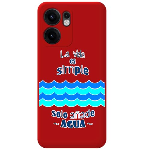 Custodia In Silicone Liquido Rosso Per Oppo Reno 13Fs 4G / 13 Fs 5G Design Acqua Disegni