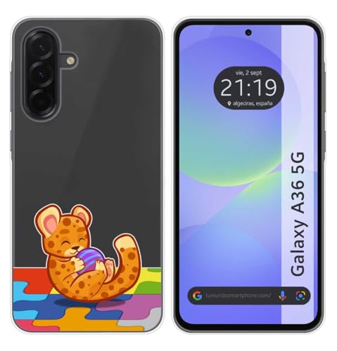 Tumundosmartphone Custodia In Silicone Trasparente Per Samsung Galaxy A36 5G Motivo Leopardo Disegni