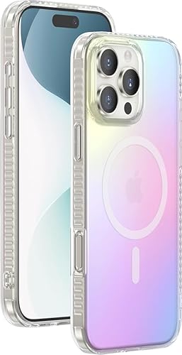 Cover Magsafe Iphone 16 Pro Ibrida Trasparente Iridescente Bigben