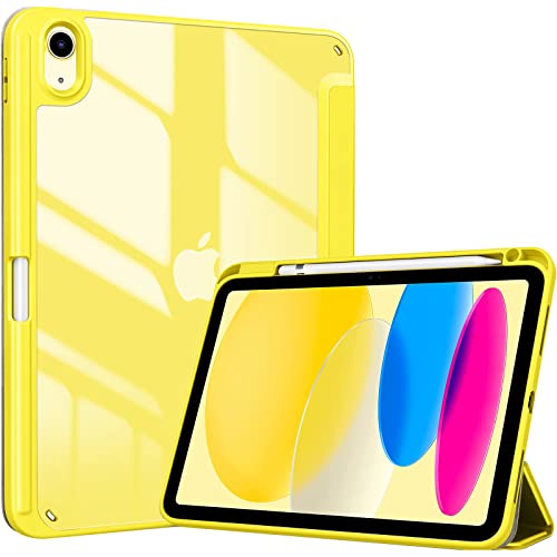 Procase Cover Ipad 11 Generazione A16 11 Pollici 2025/Ipad 10 Generazione 10,9 Pollici 2022,Custodia Con Portapenna Auto Sonno/Veglia -Giallo