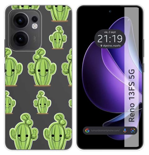 Custodia In Silicone Trasparente Per Oppo Reno 13Fs 4G / 13 Fs 5G Design Cactus Disegni