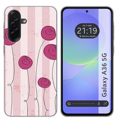 Tumundosmartphone Custodia In Silicone Per Samsung Galaxy A36 5G Motivo Fiori Vintage Disegni