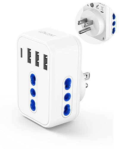 Lencent Adattatore Spina Usa Da Viaggio, Adattatore Multipresa Elettrica Da Muro Con 3 Presa It & 4 Usb, Caricabatterie Presa Usa Per America, Canada,