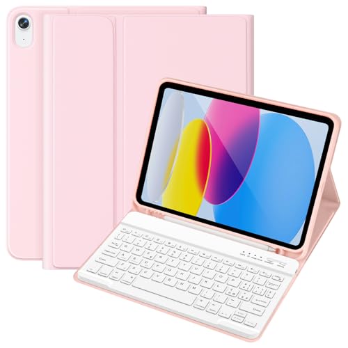 Kbcase Custodia Tastiera Per Ipad 10 Generazione 10.9” 2022, Cover Ipad 10 Generazione Con Bluetooth Tastiera, Italiano Qwerty Cover Con Portapenna Pe