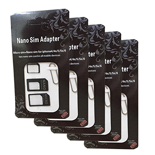 Dzydzr 5 Pezzi 4 In 1 Carta Di Sim Adapter Set (Nano, Micro, Standard, Espulsione Pin) Per Smartphone E Tablet