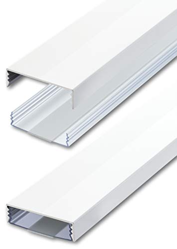 Canalina Per Cavi In Alluminio Verniciato Bianco Lucido Ral9003, Autoadesiva, 50 Mm X 15 Mm, Alunovo Cavo Canalina Di Installazione (Lunghezza: 70 Cm)