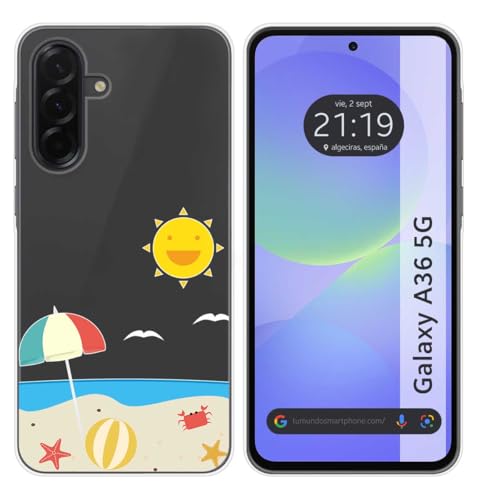 Tumundosmartphone Custodia In Silicone Trasparente Per Samsung Galaxy A36 5G Motivo Spiaggia Disegni