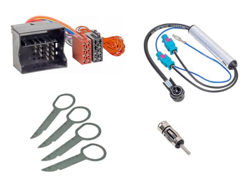 Audioproject A359 - Set Di Adattatori Per Autoradio Quadlock Adattatore Antenna Doppio Fakra + Staffa Di Rilascio Compatibile Con Vw Audi Skoda Seat G