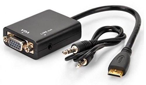 Ict Cavo Convertitore Da Mini Hdmi A Vga + Audio Jack Output;Hdmi Mini Male To Vga Female Video Converter Adapter Cable With Audio Interface