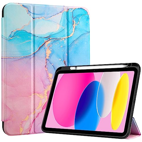 Procase Cover Ipad 11 Generazione A16 11 Pollici 2025/Ipad 10 Generazione 10,9 Pollici 2022,Custodia Con Portapenna Auto Sonno/Veglia -Blumarmo