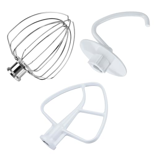 Kit Da 3 Pezzi Per Kitchenaid 4,5-5 Quart Tilt-Head Stand Mixers Serie Artisan & Classic Di Mmobiel – Alluminio K45 Frusta A 6 Fili, Frusta Piatta E G