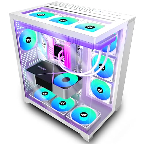 Kediers Case Pc - Pc Da Gioco Atx Tower In Vetro Temperato Con 3 Ventole Argb,W01,Bianco