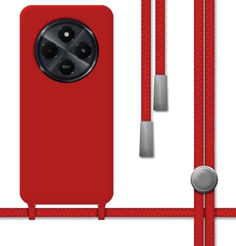 Tumundosmartphone Custodia In Silicone Liquido Con Cordino Per Xiaomi Poco C75 Colore Rosso