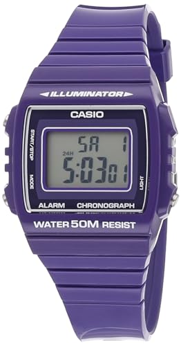 Casio W-215H-6 - Reloj Con Movimiento Cuarzo Japonés. Para Hombre. Color Gris Y Morado
