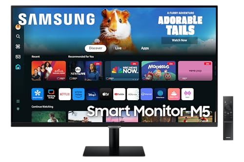 Samsung Smart Monitor M5 (S32Dm502), Flat 32'', 1920X1080 (Full Hd), Smart Hub Con App Di Streaming, Office 365, Gaming Hub, Speaker Integrati, Teleco