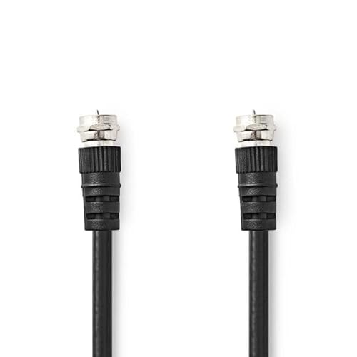 Nedis Cavo Satellitare E Antenna - Spina F - Spina F - Nichelato - 75 Ohm - Doppia Schermatura - 1,50 M - Rotondo - Pvc - Nero - Etichetta